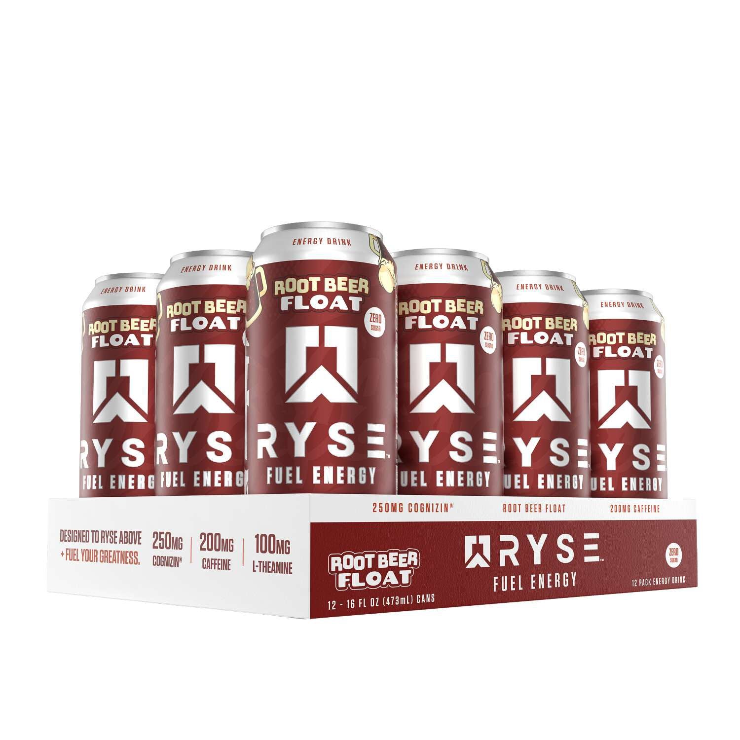 RYSE Fuel Energy Drink - Root Beer Float - 16 fl oz. (12 Cans)