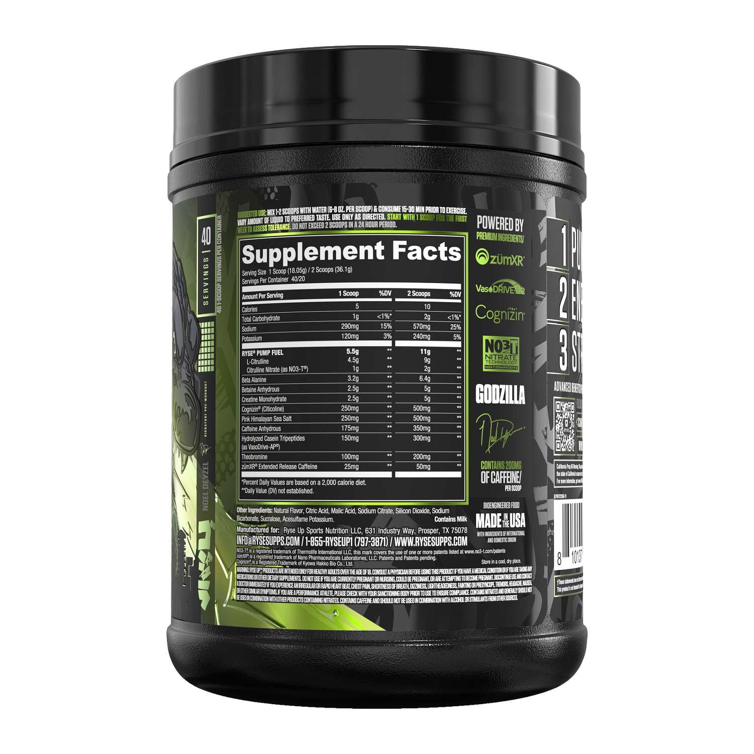 RYSE Godzilla Pre-Workout - Green Apple (40 Servings)