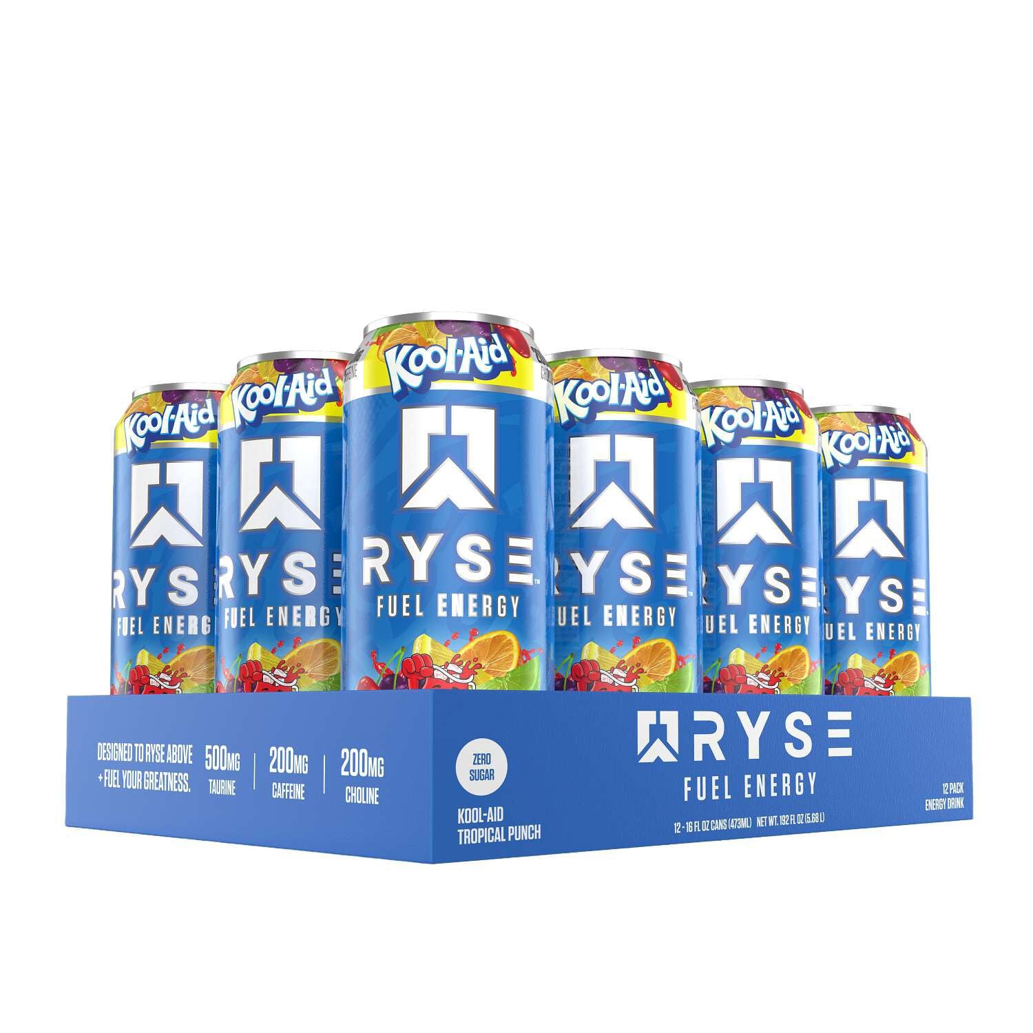 RYSE Fuel Energy Drink - Kool-Aid™ Tropical Punch - 16 fl oz. (12 Cans)