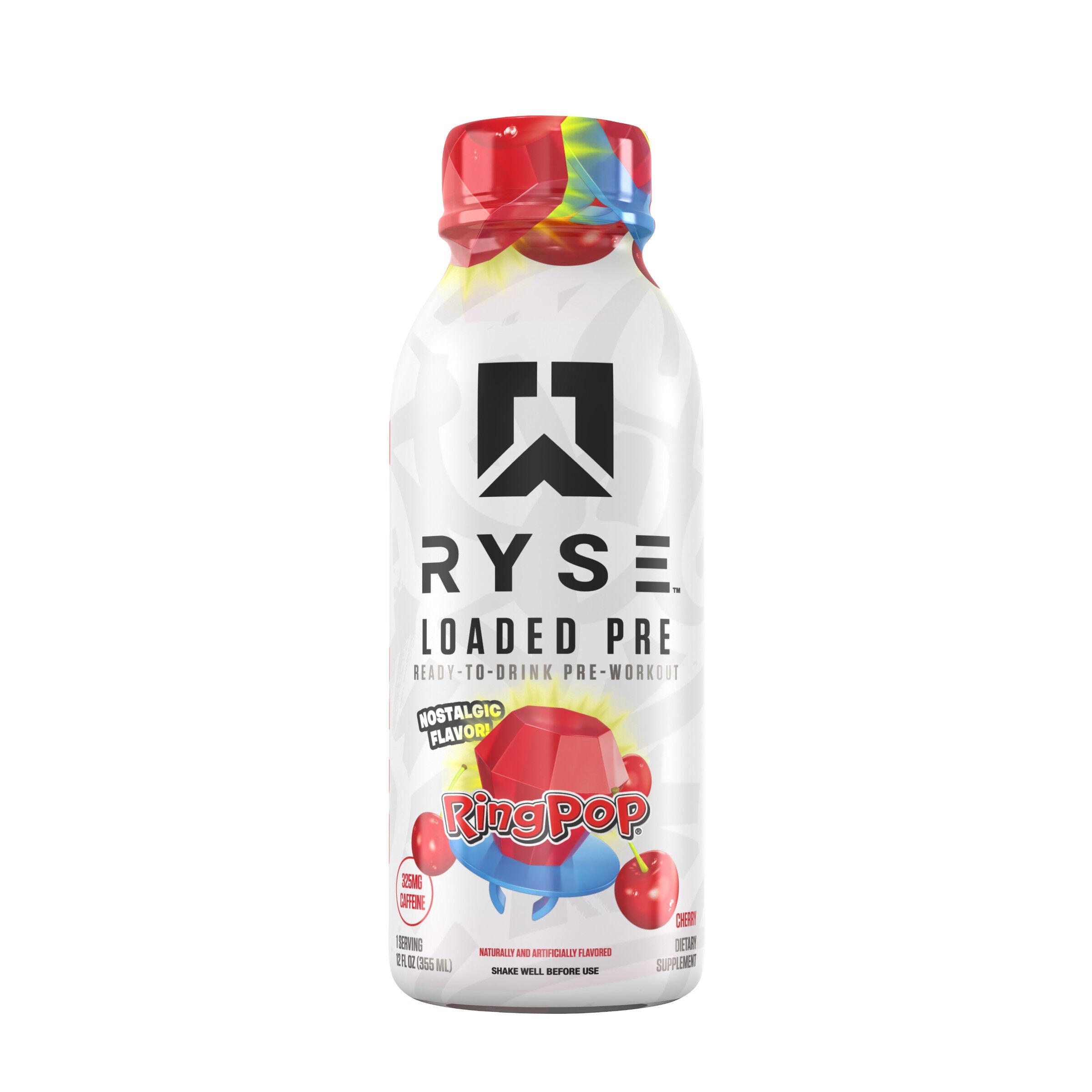 RYSE Loaded Pre-Workout RTD - Cherry Ring Pop - 12 fl oz (12 Bottles)