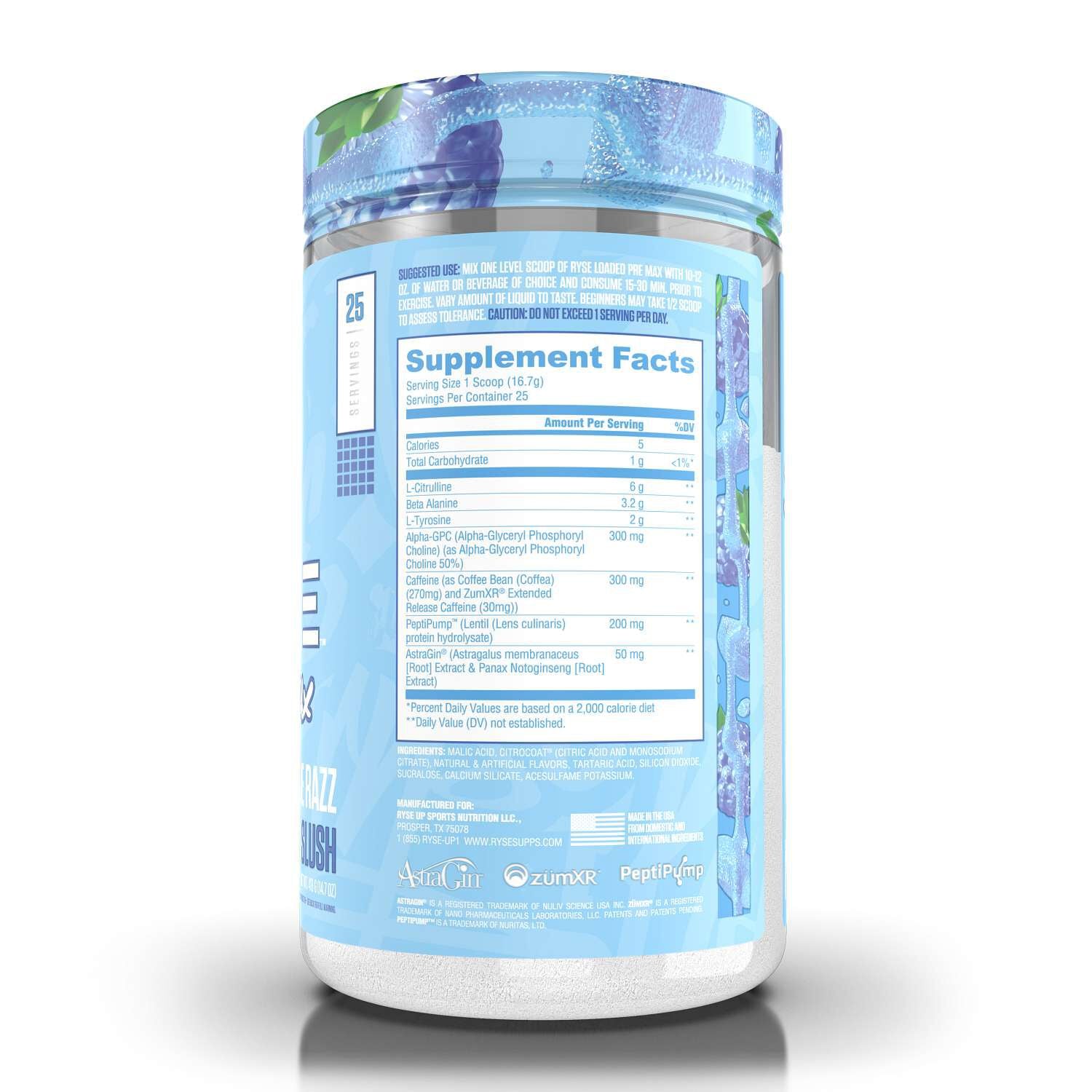 RYSE Loaded Pre Max - Blue Razz Slush (25 Servings)